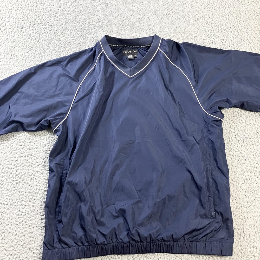 FootJoy Pullover Jacket Mens‎ XL Blue V Neck Golf Windbreaker Short Sleeve